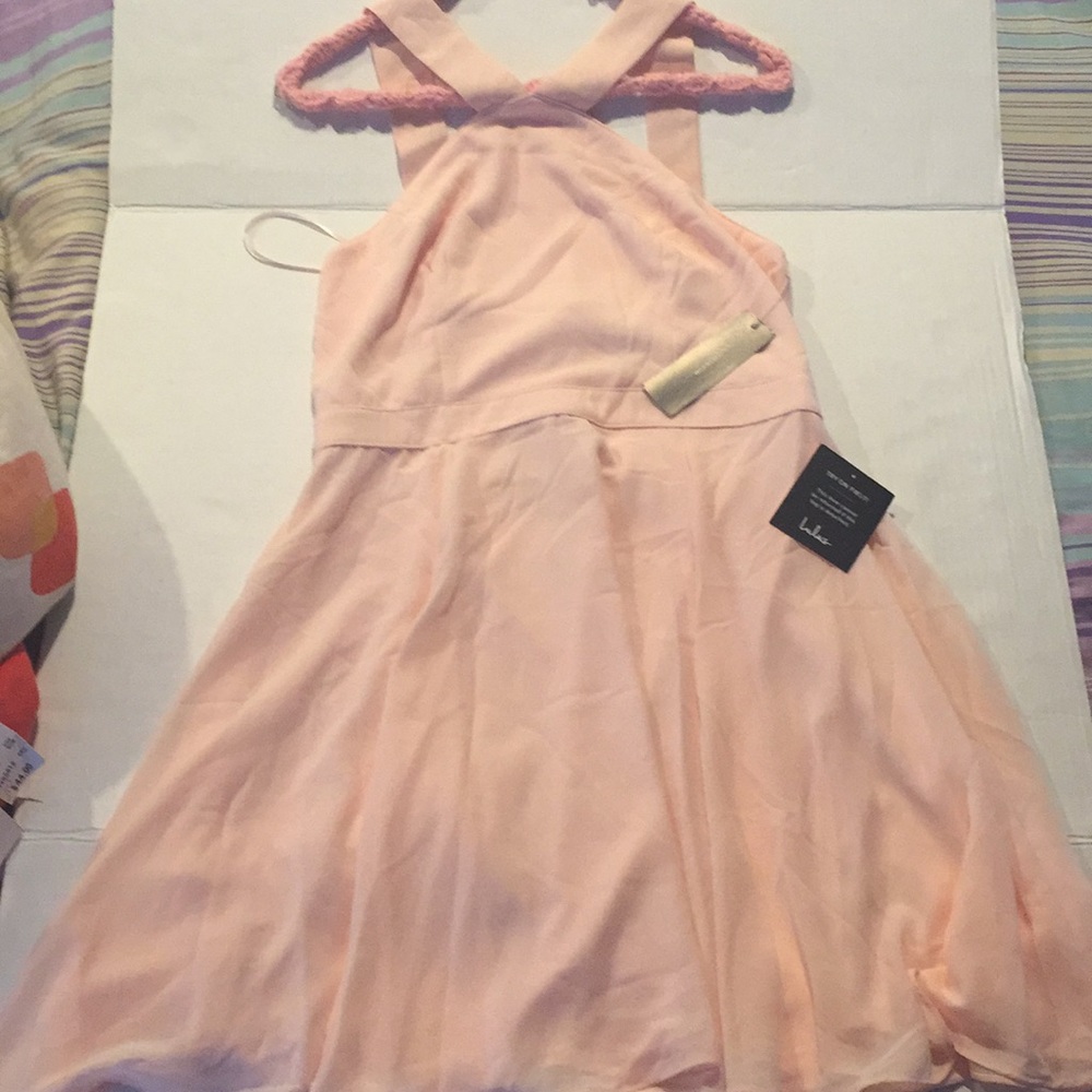 Women’s large Lulu peach skater halter dress